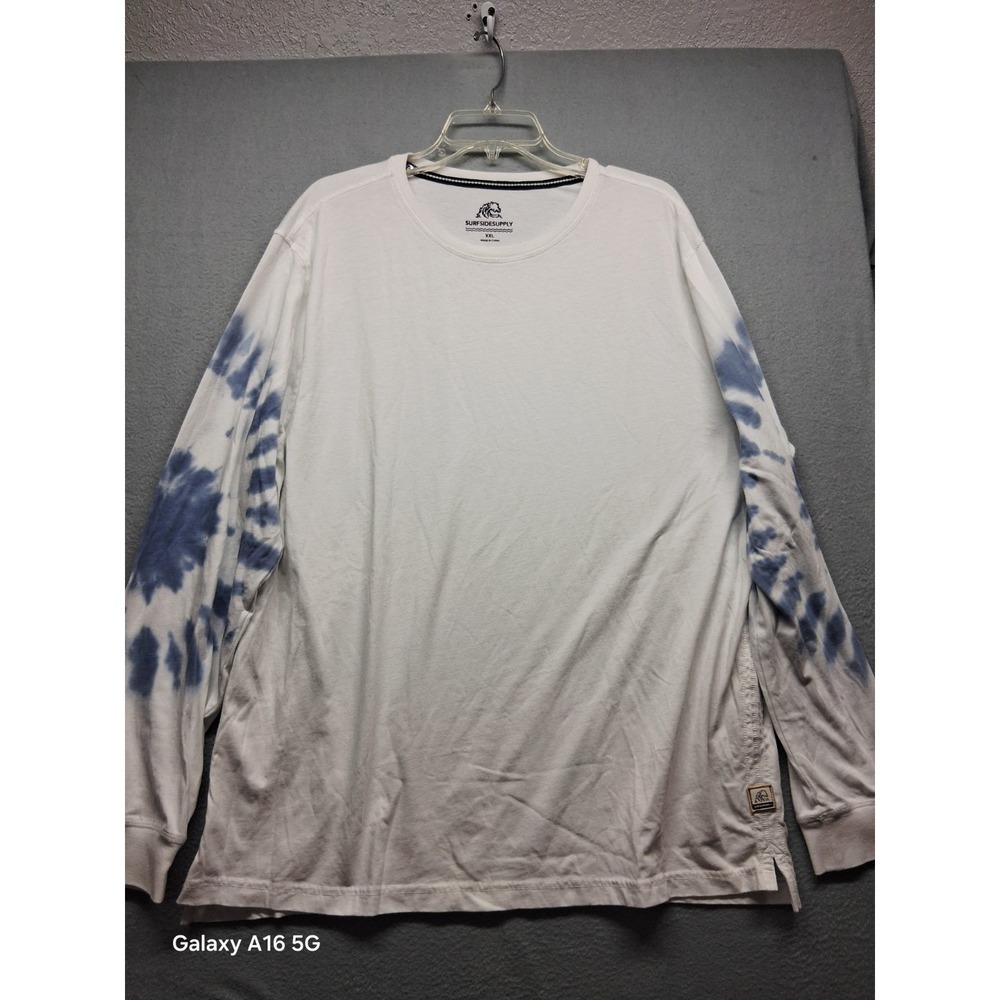 Surfside Supply Men's Long‎ Sleeves White Blue Tie dye Sleeves Size XXL